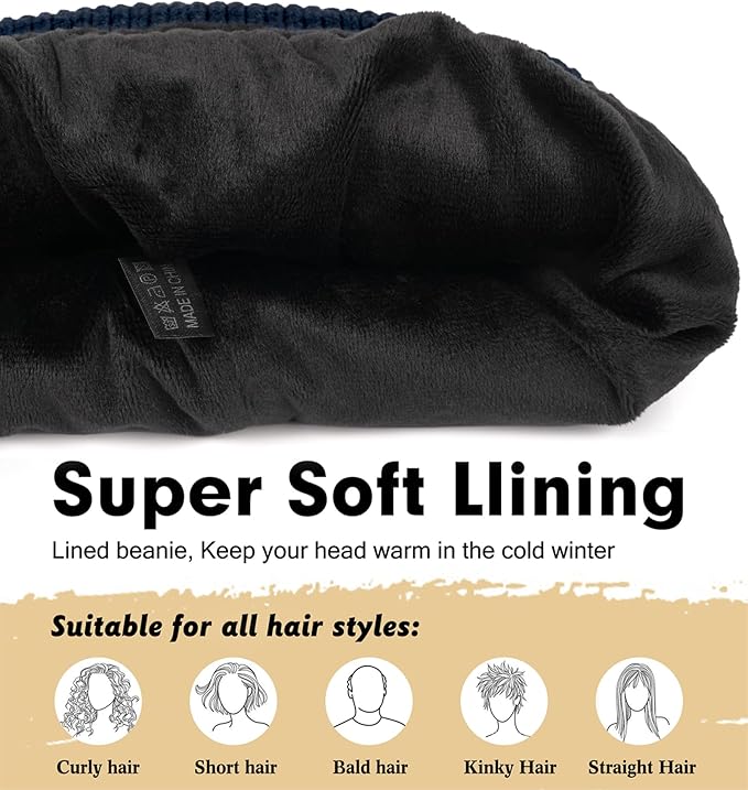 Wmcaps Winter Beanie for Men Women, Fleece Lined Beanie Soft Warm Knit Hat Ski Stocking Cuffed Cap