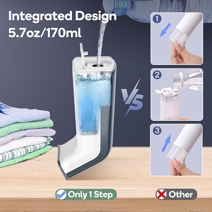 Travel steamer for clothes,100V-240V dual voltage steamer & iron 2 in 1,integrated 170ml tank 25s fast heat-up,1.2lbs portable fabric iron,handheld steaming wrinkles remover for garments(Panda colors)