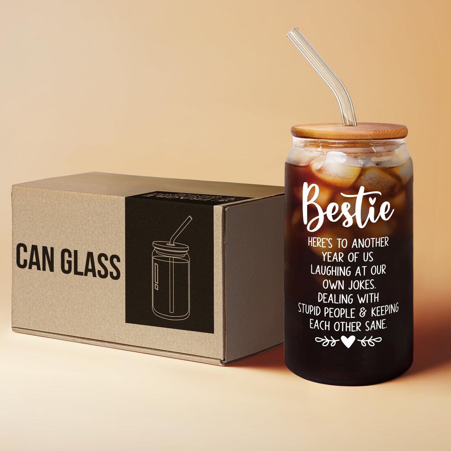 GINGULMINA Friendship Gifts for Women Friends - Mothers Day Gift for Friends Female, Best Friend Birthday Gift for Women - Ideas for Best Friend, Bestie - 16 Oz Can Glass