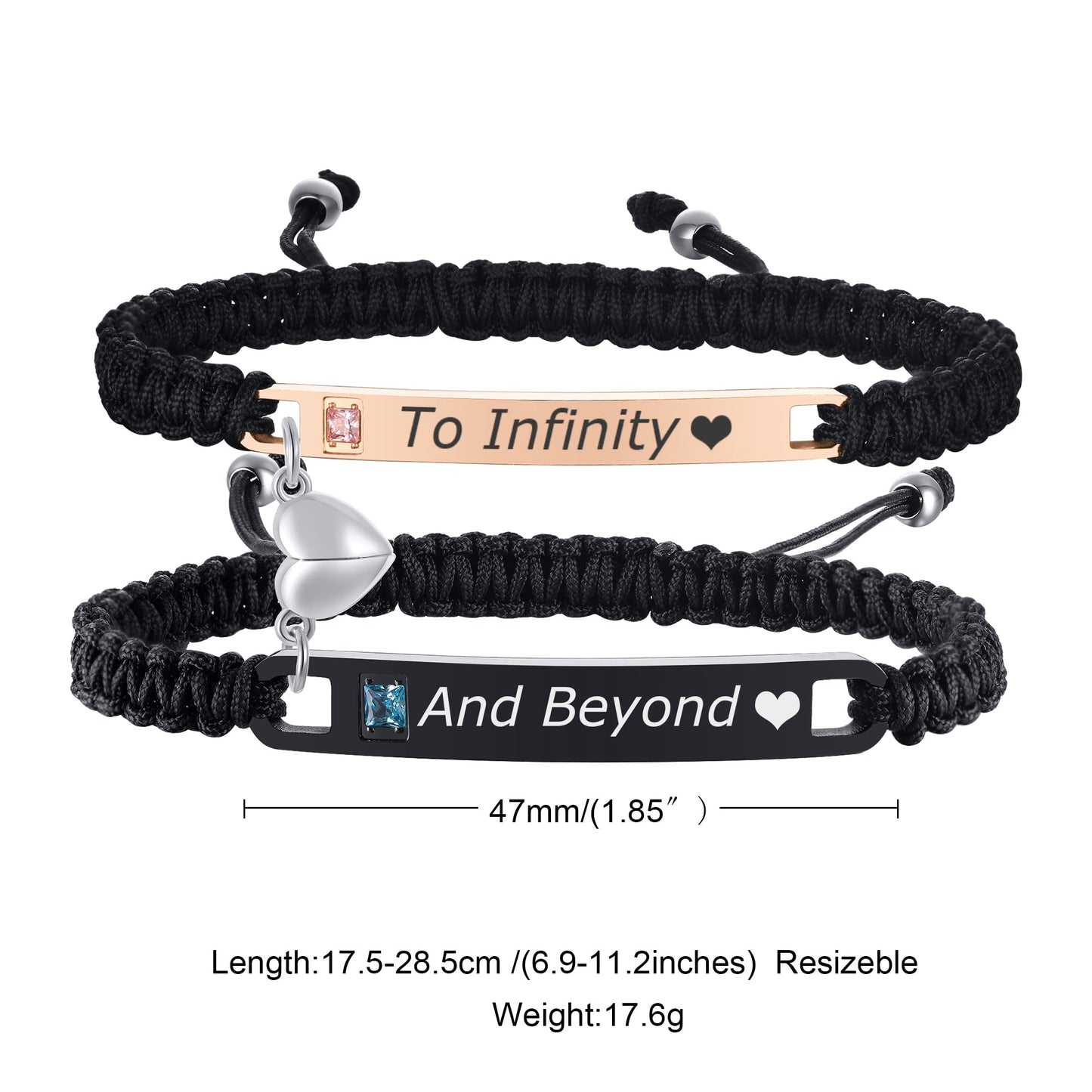 MEALGUET to Infinity and Beyond Couple Bracelet,Hand Braided Couple Bracelets Set Mutual Attraction Relationship Bracelet Person