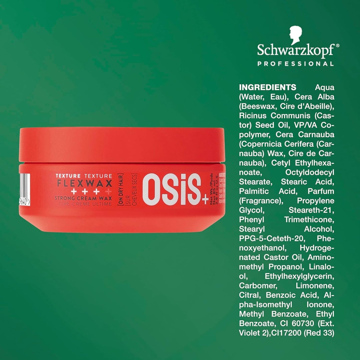 OSiS+ Flexwax, 2.8 oz (2 Pack) - Ultra Strong Cream Wax - Long-lasting Hold for Creative Hair Styling - Moldable Texturizing Pro