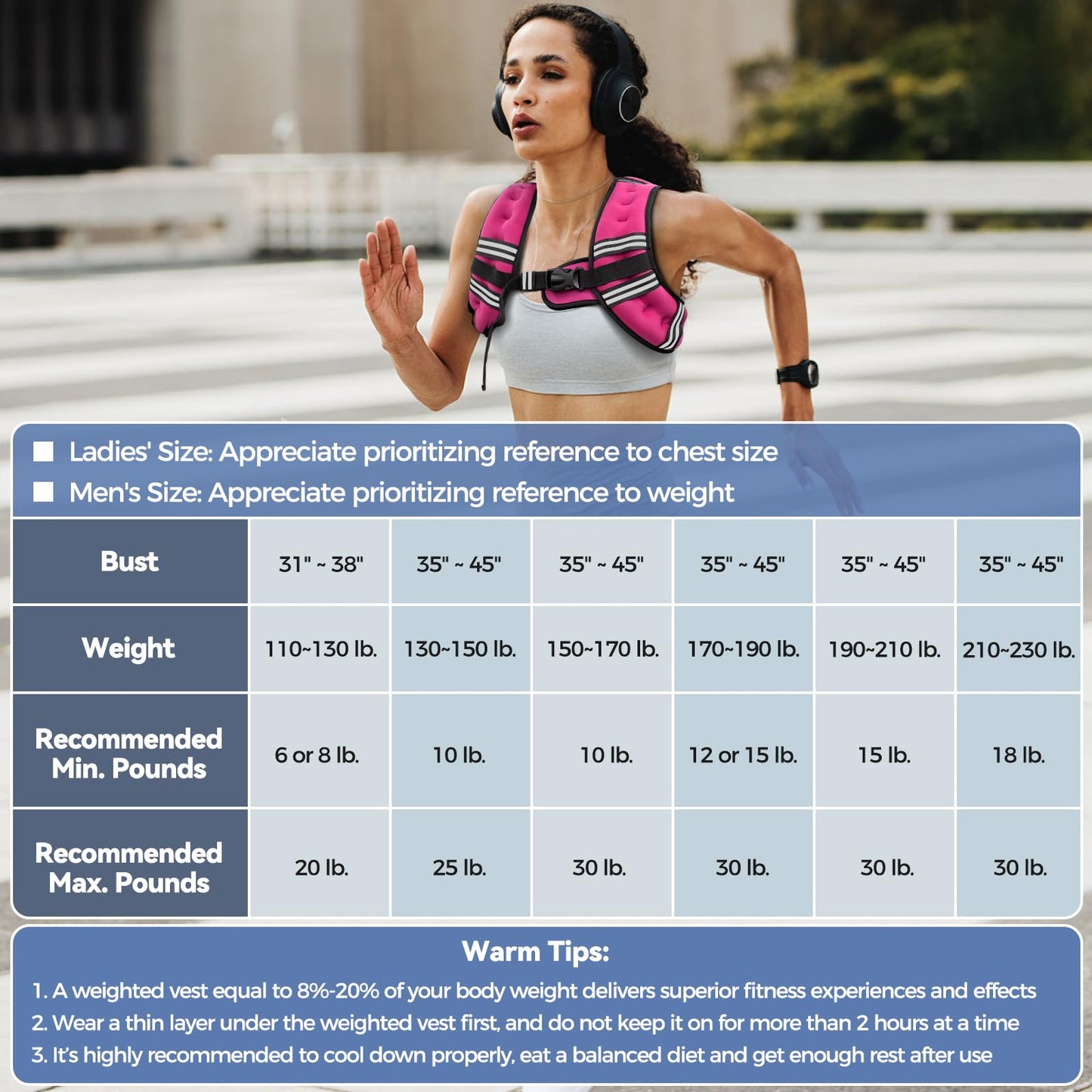Zeerun Weighted Vest for Women & Men with Reflective Stripe and Adjustable Buckle, Comfortable & Durable Rucking Vest for Walking, Running & Strength Training, 8LBS-Pink