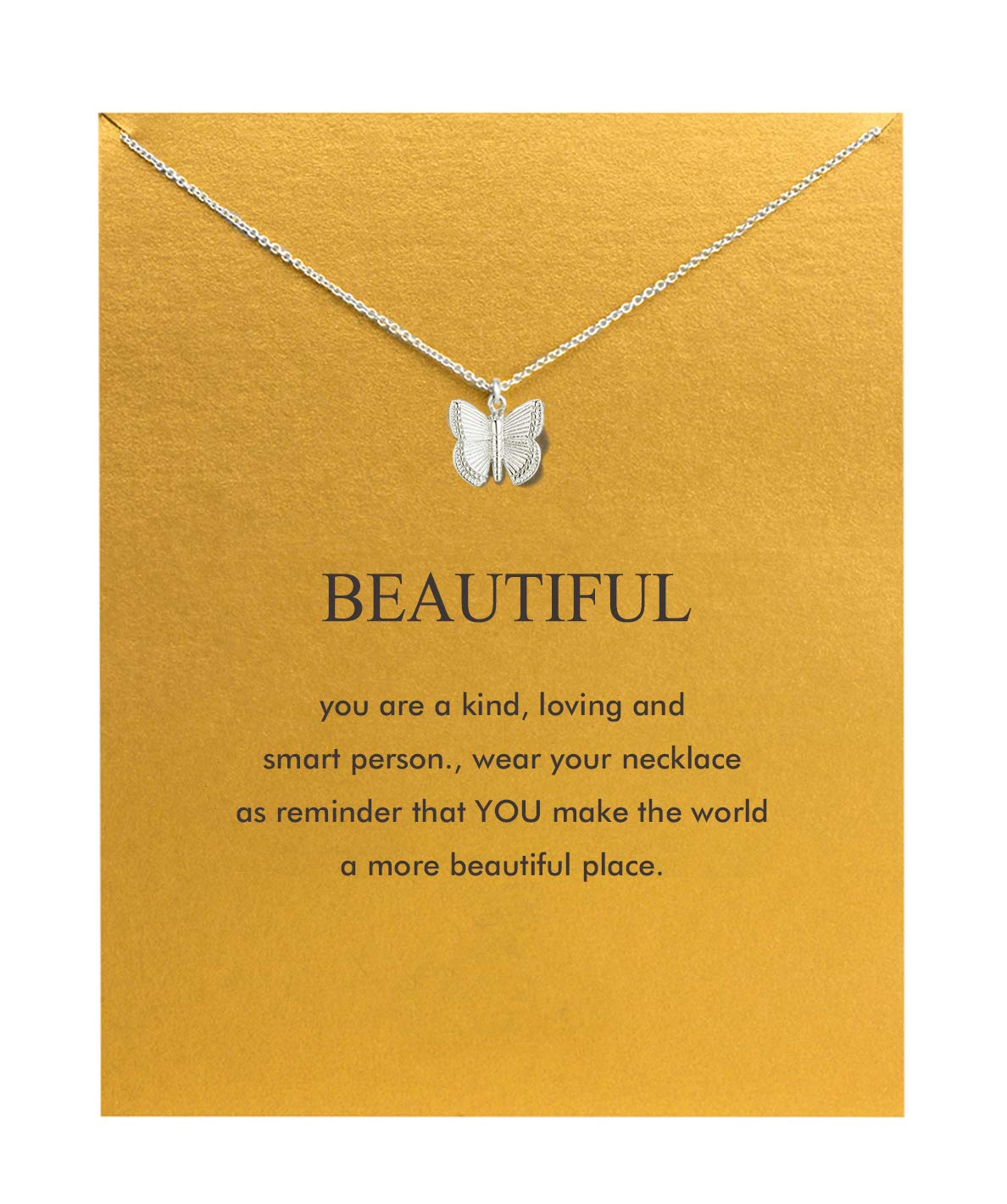 Baydurcan Butterfly Necklace Butterfly Pendant Chain Necklace with Message Card Gift Card (butterfly 2s)