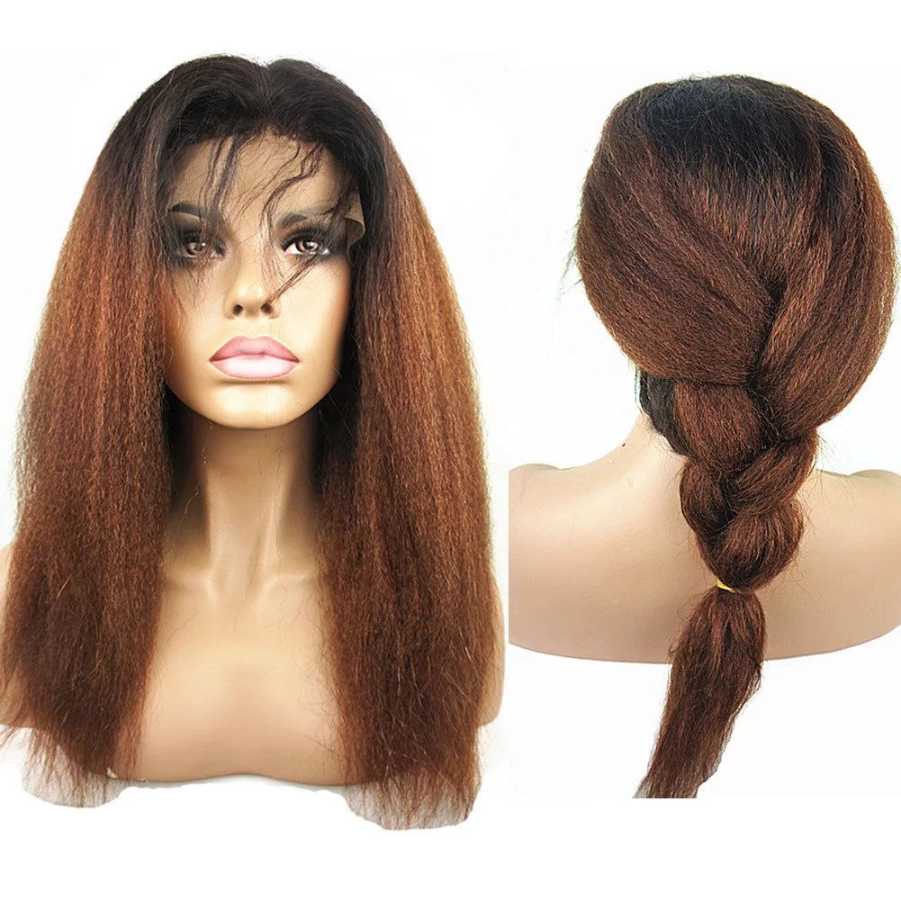 N.L.W. Brazilian human hair lace front wigs for black women T1b/30 Ombre color Glueless Italian yaki kinky straight wigs with ba