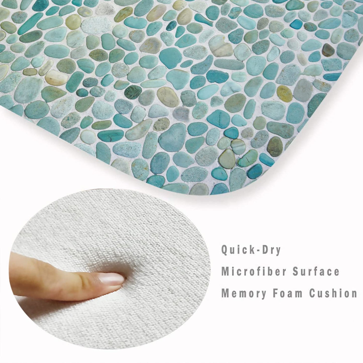 LYFANS Bathroom Uses Absorbent Non Slip Bath Mats, Kitchen Floor Mats, Artistic Small Stone 3D Carpets (24x16 Inches), and Flannel Memory Sponge Floor Mats for Bedside Living Rooms.