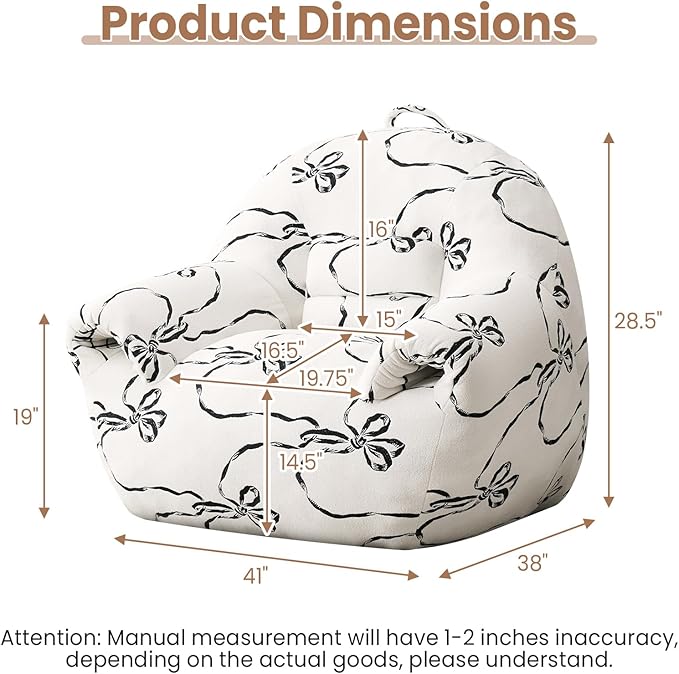 Peace nest Bean Bag Chair with Memory Foam Filled Ultra Soft Jacquard Pattern Cover for Adults Comfy Fur Bean Bag Chairs with Armrests for Bedroom Living Room Office Dorm Reading Flower