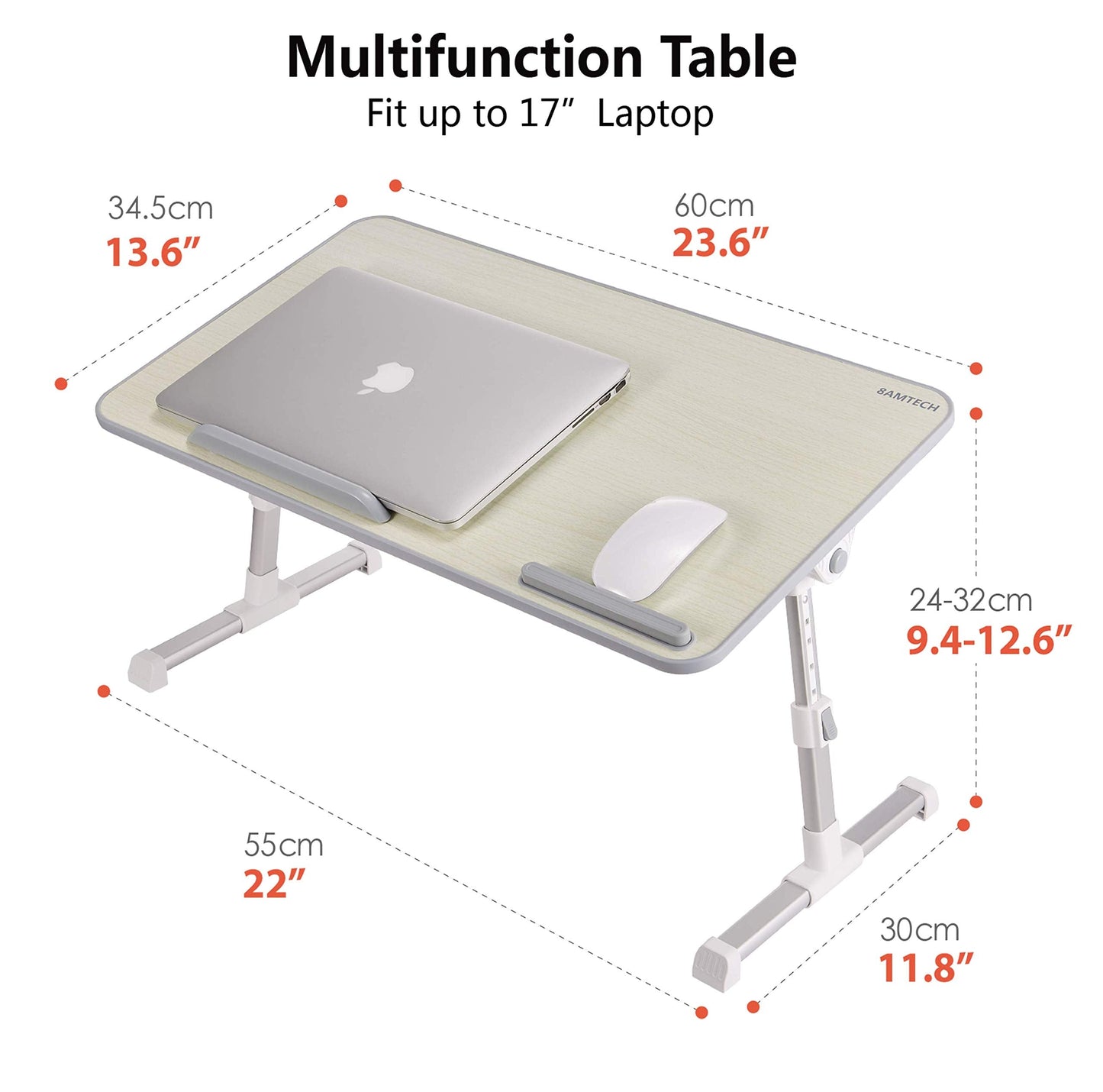 Lap Desk for Laptop, 8AMTECH Laptop Stand Ajustable Laptop Table with Cooling Fan Office Desk for Laptop, Working, Reading, Writing, Drawing and Eating in Bed Sofa Floor Couch