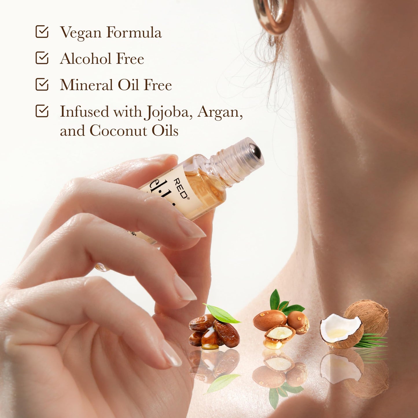 EL:KISS Roll On Perfume, Egyptian Musk Eau de Parfum 12mL (.40 Fl Oz), Hydrating & Long-Lasting, Alcohol-Free & Mineral Oil-Free, Infused with Jojoba, Argan & Coconut Oil
