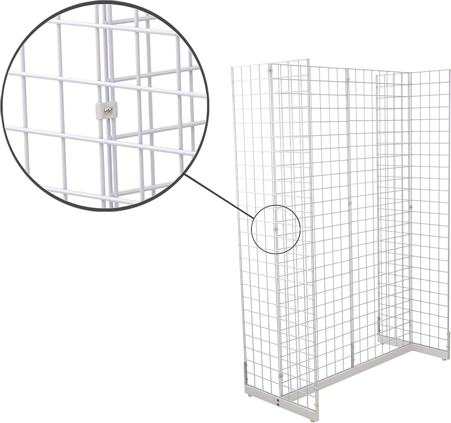 Gridwall Joining Clip Connectors for Grid Panels, Powder-Coated or Chrome Plated Steel (Quantity 10) (10, White)
