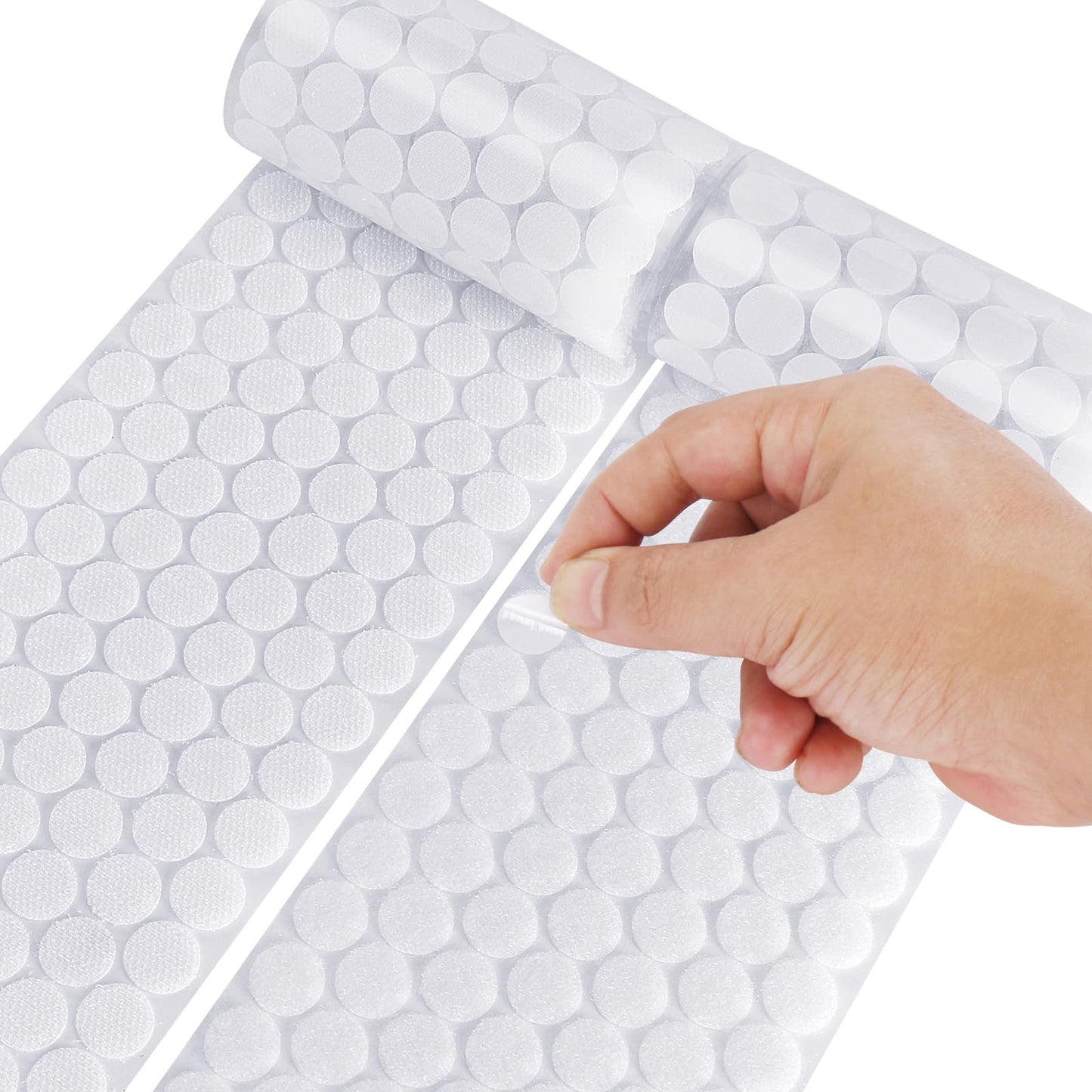 Self Adhesive Dots - 1200pcs (600 Pairs) 0.59" Diameter Waterproof Sticky Back Hook Dot Loop Dot for School, Office, Home, Mounting Arts & Crafts (White)