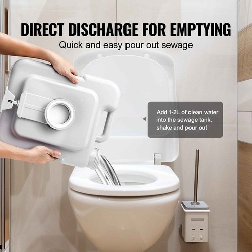 VEVOR Portable Toilet for Camping, RV Toilet with Carry Bag, 5.3 Gal Waste Tank & 3.2 Gal Flush Tank, Push-Button Pressurized Flush Commode, Leak-proof and Odourless Travel Toilet for Camping Car