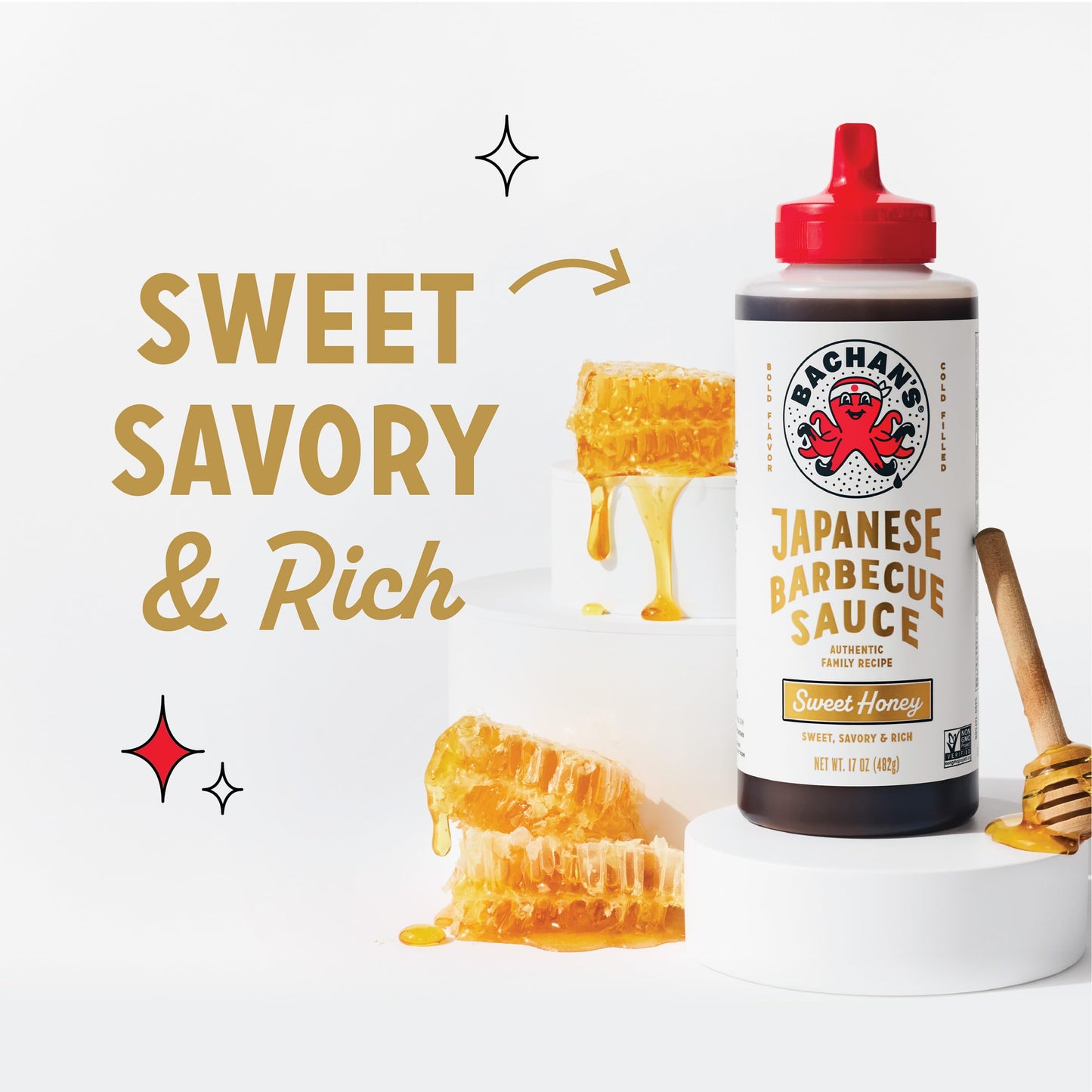 Bachan's Japanese Barbecue Sauce 4 Pack - 1 OG, 1 Sweet & Spicy, 1 Sweet Honey, 1 Yuzu Mini - BBQ Sauce for Wings, Chicken, Beef, Pork, Seafood, Noodles, and More. Non GMO, No Preservatives, BPA free