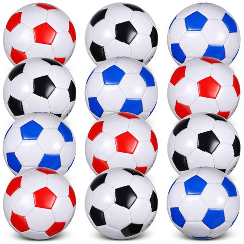 Libima 12 Pcs Soccer Balls with Pump Official Size 3/4/5 Soccer Ball Bulk for Child Adult School Sport Training Practice Christmas Operation(Size 4,Red, Blue, Black)