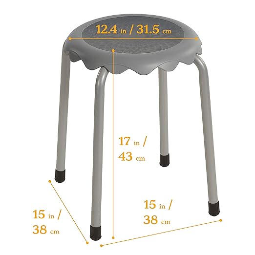 ECR4Kids Daisy Stackable Stool Set, Flexible Seating, Grey, 8-Piece