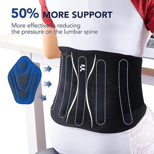 Fitomo 0.5mm Ultra Thin Back Brace for Women Men, Seamless Yoga Fabric for All Day Comfort, Wear under Clothes, Enhanced Lumbar Pad for Lower Back Pain Relief, Sciatica, Posture, Lifting, Black, Size L