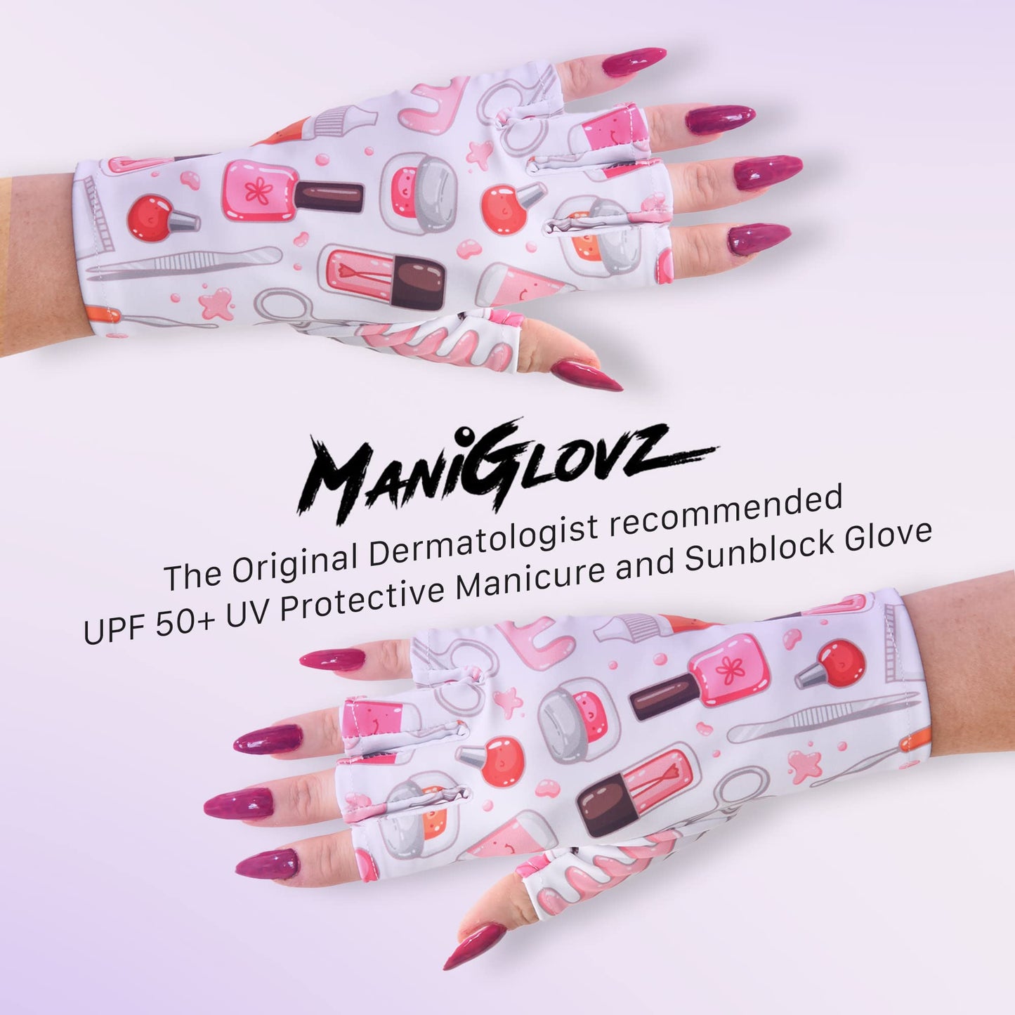 ManiGlovz - Original UPF 50+ UV Light Protective Nail Gloves | Gel & Anti UV Fingerless Gloves for Women | Sun Protection for Dr