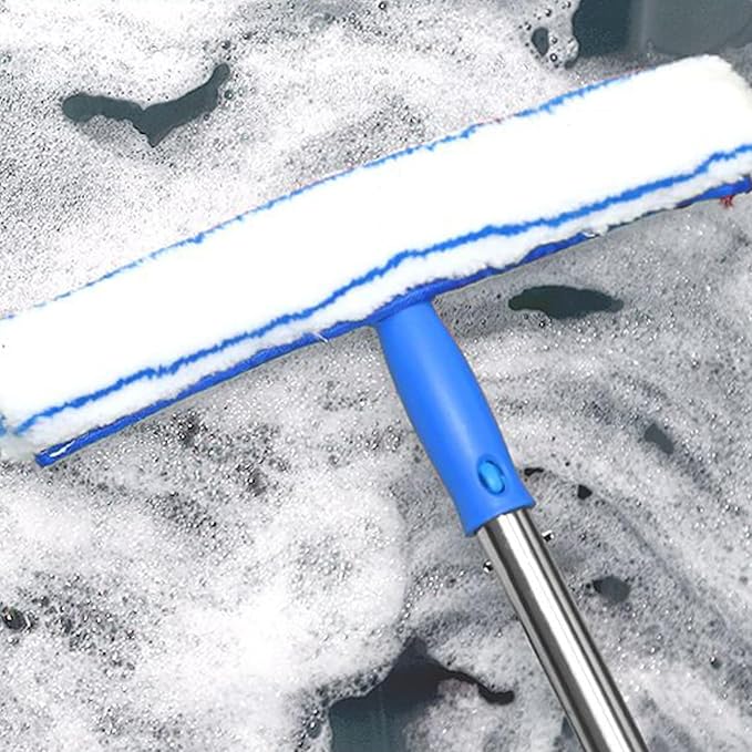 Cleaning Squeegee, Rotatable Telescopic Handheld Floor Scrubber, Glass Cleaning Mirror Wiper Tool, Ergonomic Design with Extendable Handle and Smooth Wiping, Tile Wall Bathroom Kitchen Home