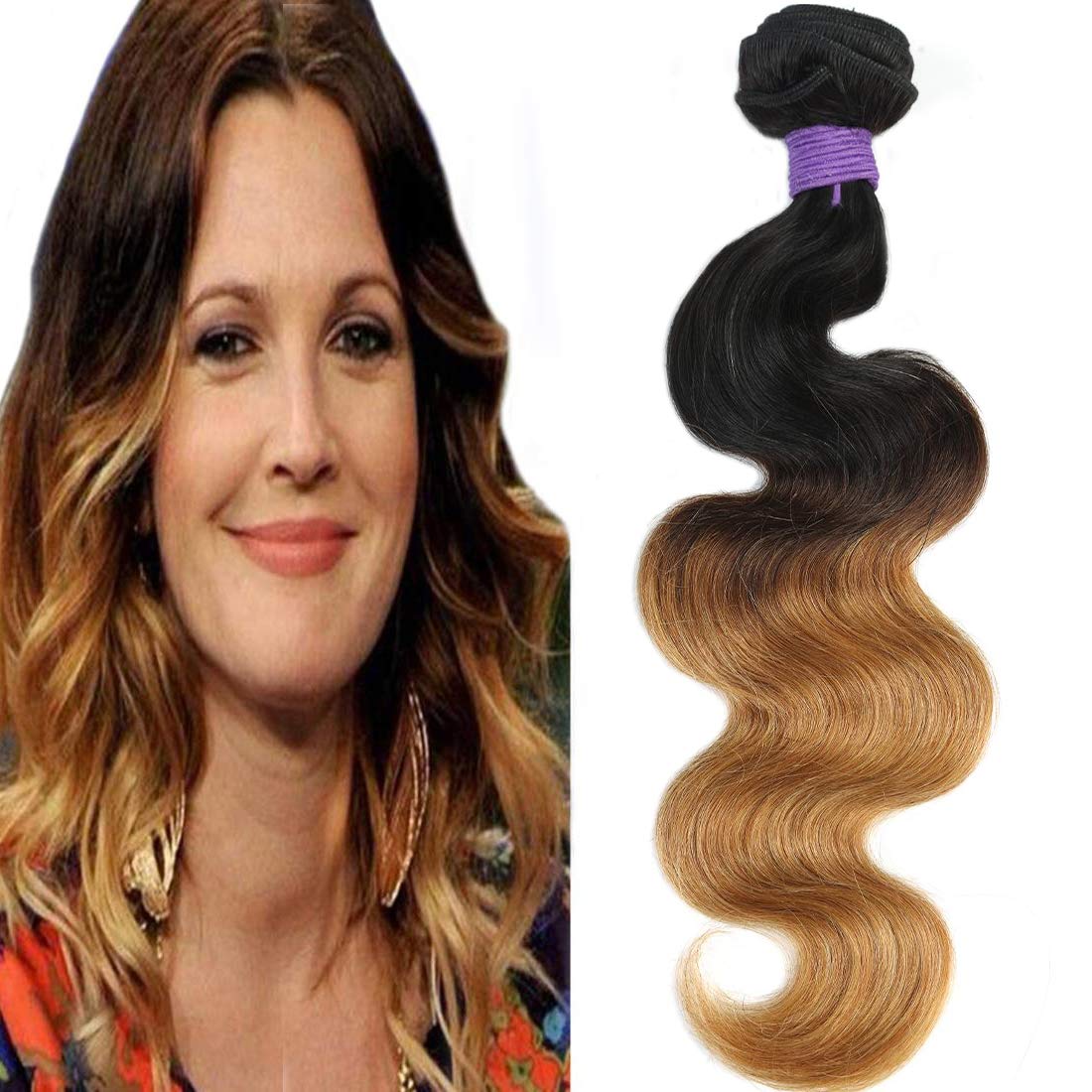 Cranberry Ombre Brazilian Virgin Human Hair Bundle Ombre Body Wave Hair Weave 16inch Bundle Three Tone Color Ombre 1B/4/27 Human
