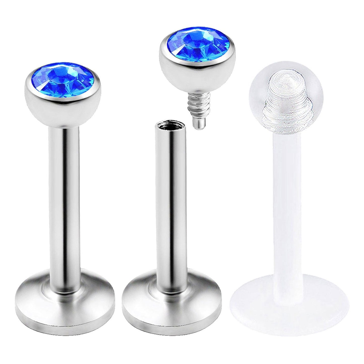 bodyjewellery 3pcs 16g 5/16 Labret Stud Lip Ring Snake Bite Conch Forward Helix Monroe Tragus Dahlia Marilyn Internally Threaded