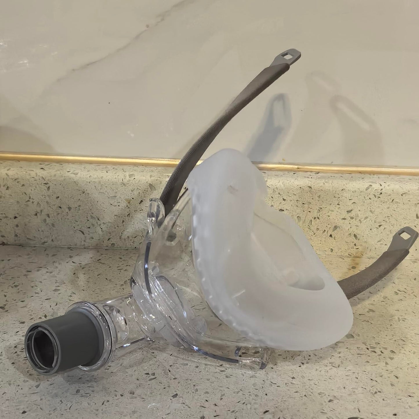 CPAP Mask, Universal Full Face CPAP Masks Replacement Set, Soft Silicone CPAP Full Cover Assembly Kit, Comfort Series Nasal CPAP MASK with Headgear, Elbow and Cushion, L Size