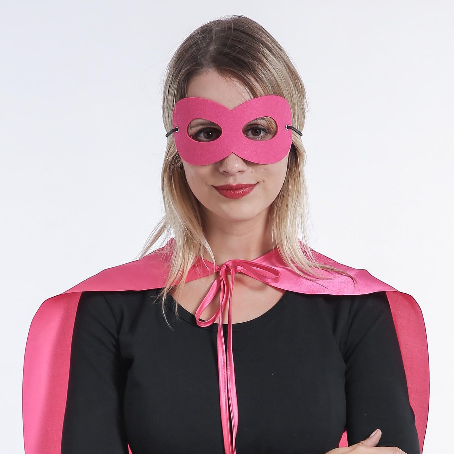 Kidsfere Adults Superhero Cape and Mask for Man Woman Halloween Vampire Cape Costume (Hot Pink)