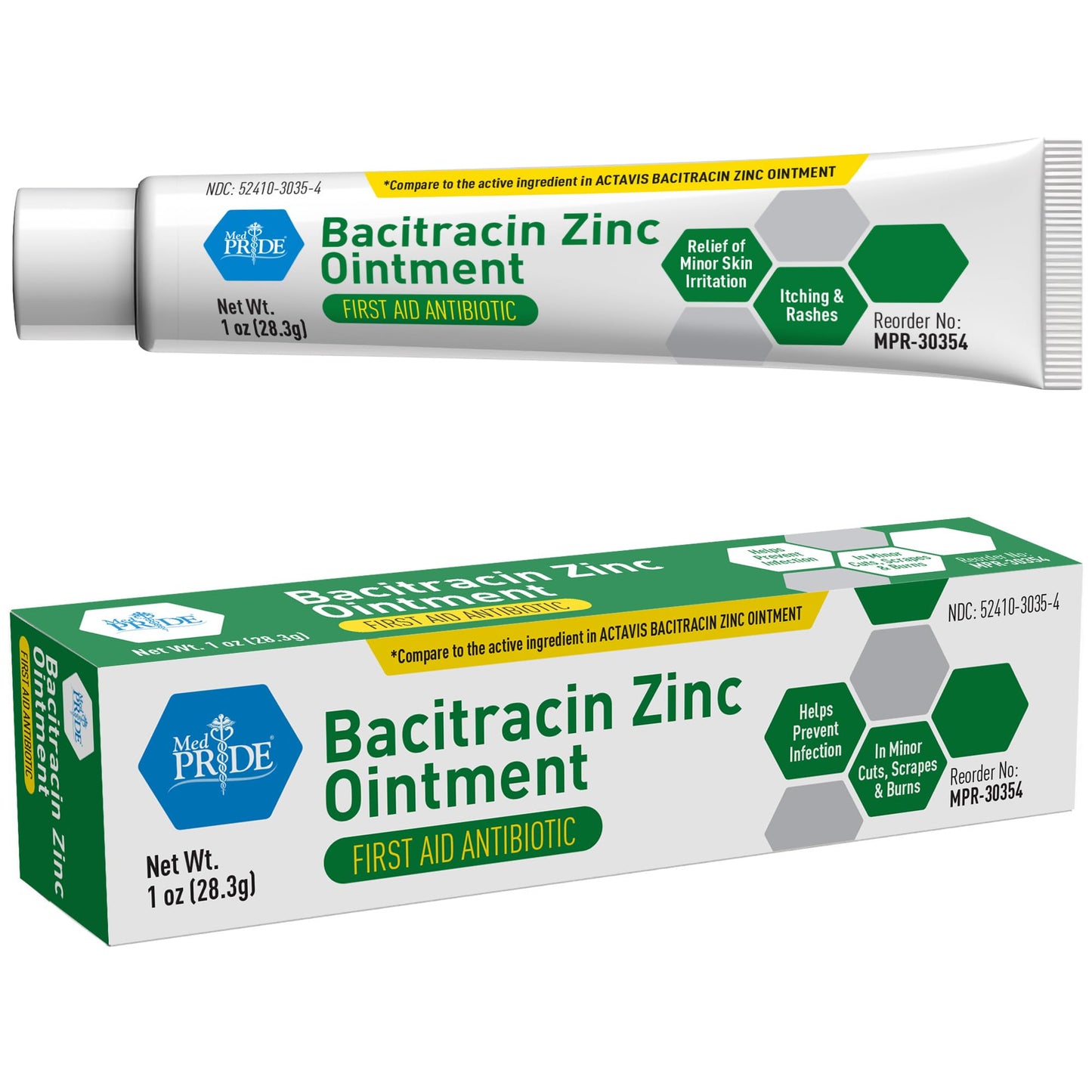 MED PRIDE Bacitracin with Zinc Ointment Antibiotic Bacitracin for Infection Prevention and Skin Relief, 1 Oz Tube