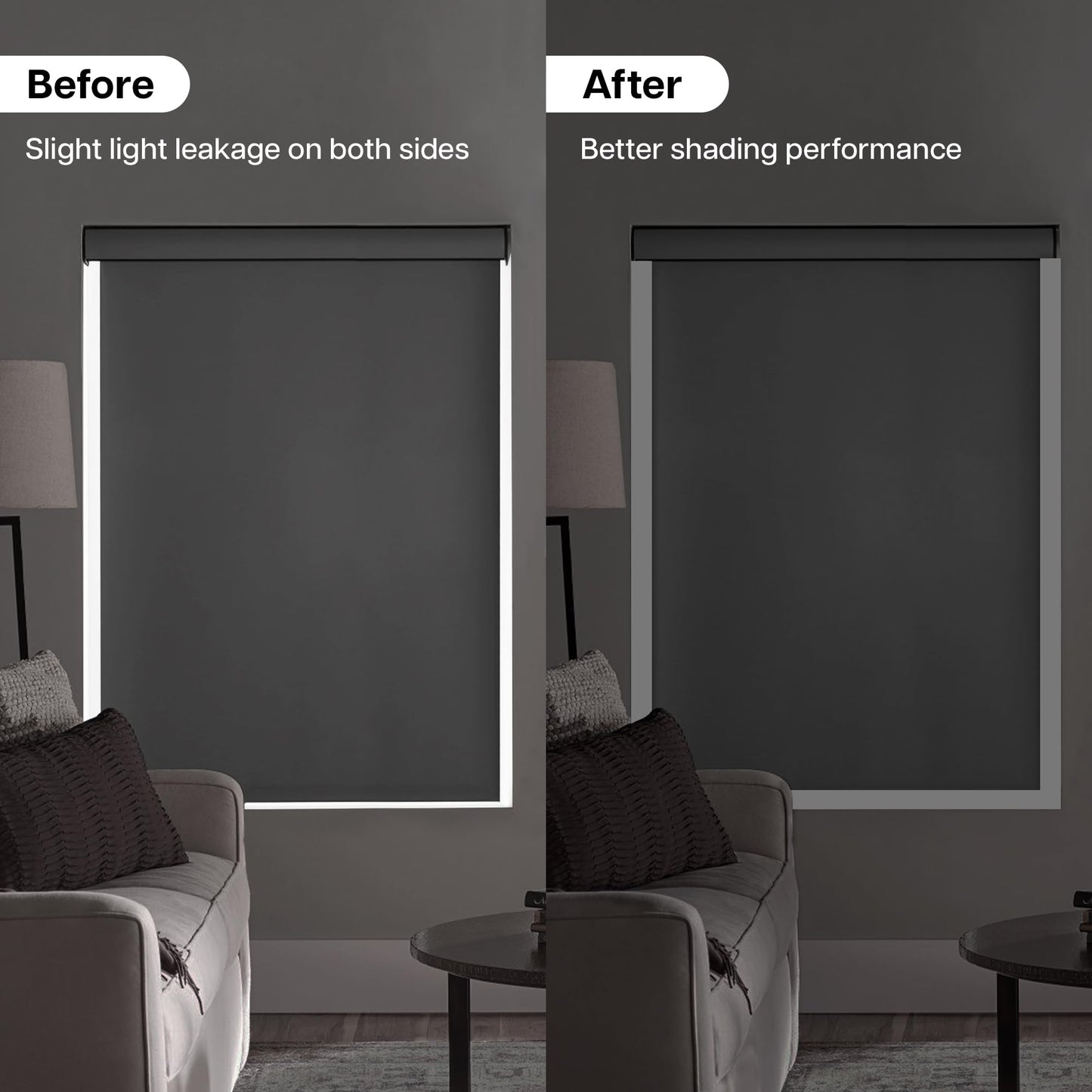 LazBlinds Light Blockers, Suitable for Roller Shades, Zebra Blinds, and Blinds Side Edge Light Blockers, Easy to Install and Cuttable Blocking Panels, White, 58", 2Pcs