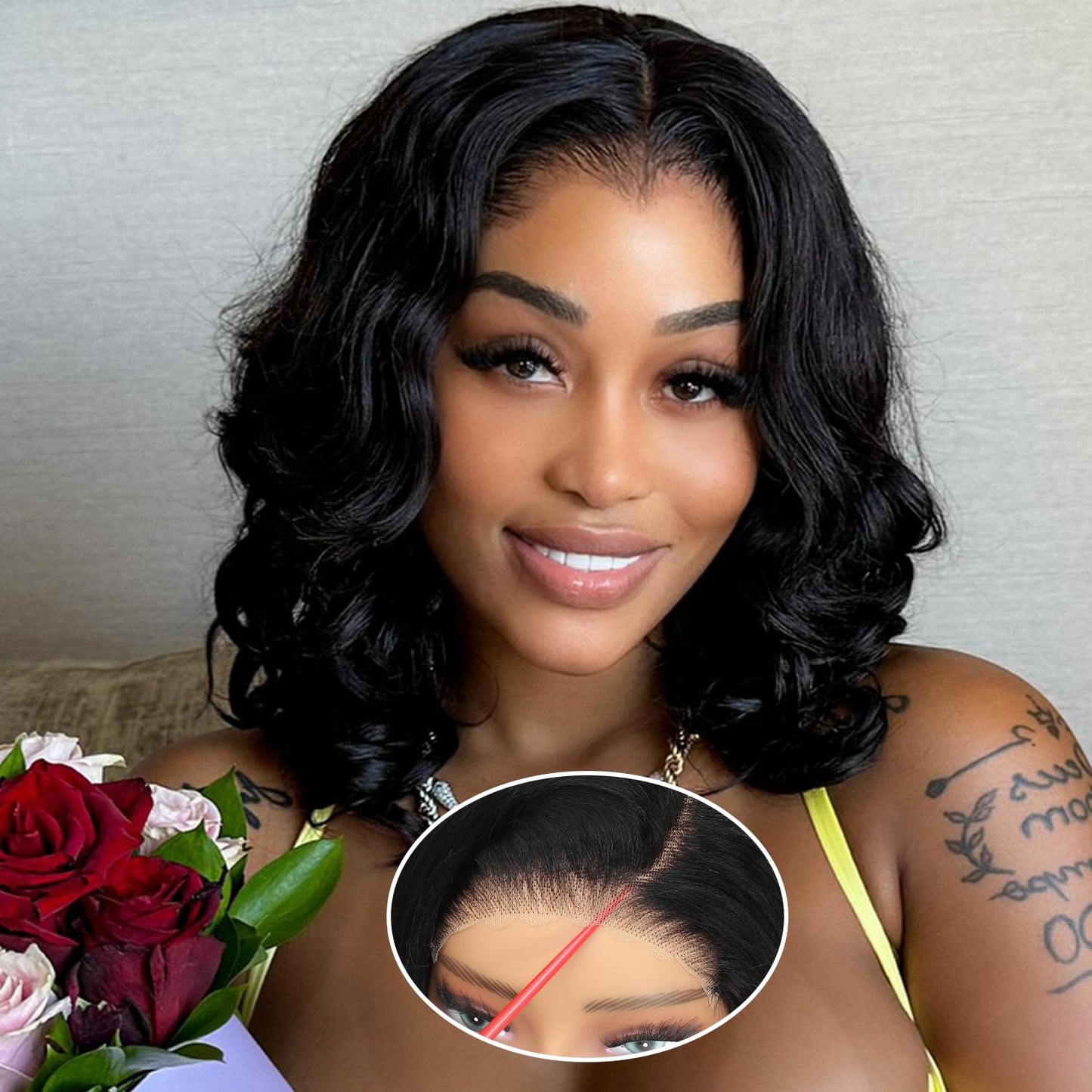 5x5 Pre Cut Lace Front Wigs Human Hair Wear and Go Glueless Wig Pre Plucked Pre Cut 180 Density 5x5 HD Lace Closure Wigs Upgrade
