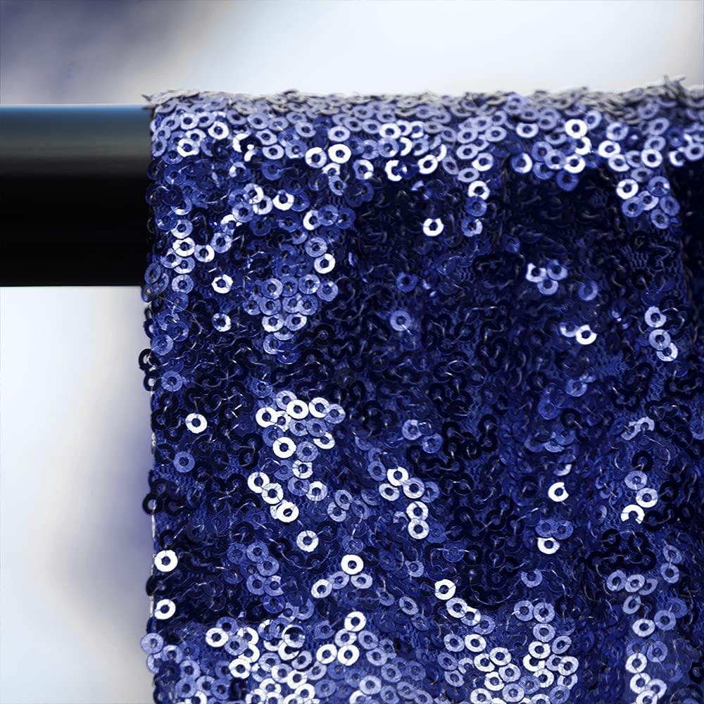 TCBESTO Navy Blue Sequin Backdrop Curtains Glitter Drapes 2FTx8FT 4 Panels for Wedding Birthday Party Decorations Bridal Baby Shower Party Supplies Sparkly Photography Background