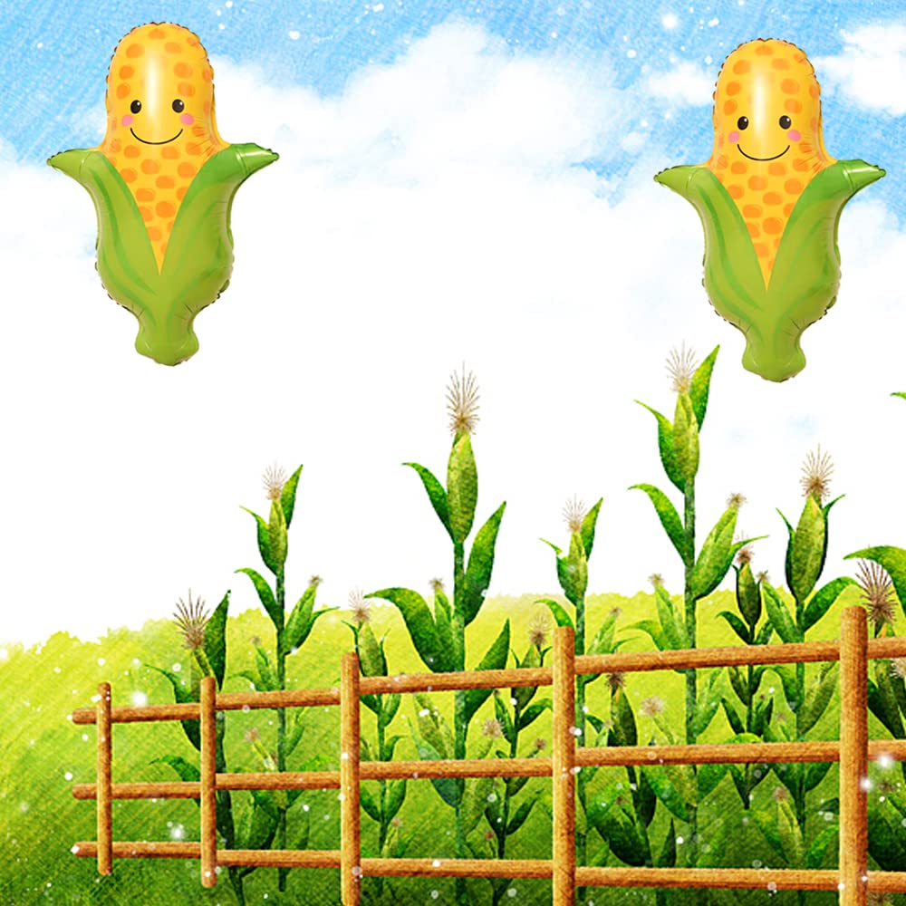 HORUIUS Corn Balloons Vegetables Foil Mylar Balloons for Baby Shower Corn Themed Party Birthday Decoration Supplies 28 inch 5PCS