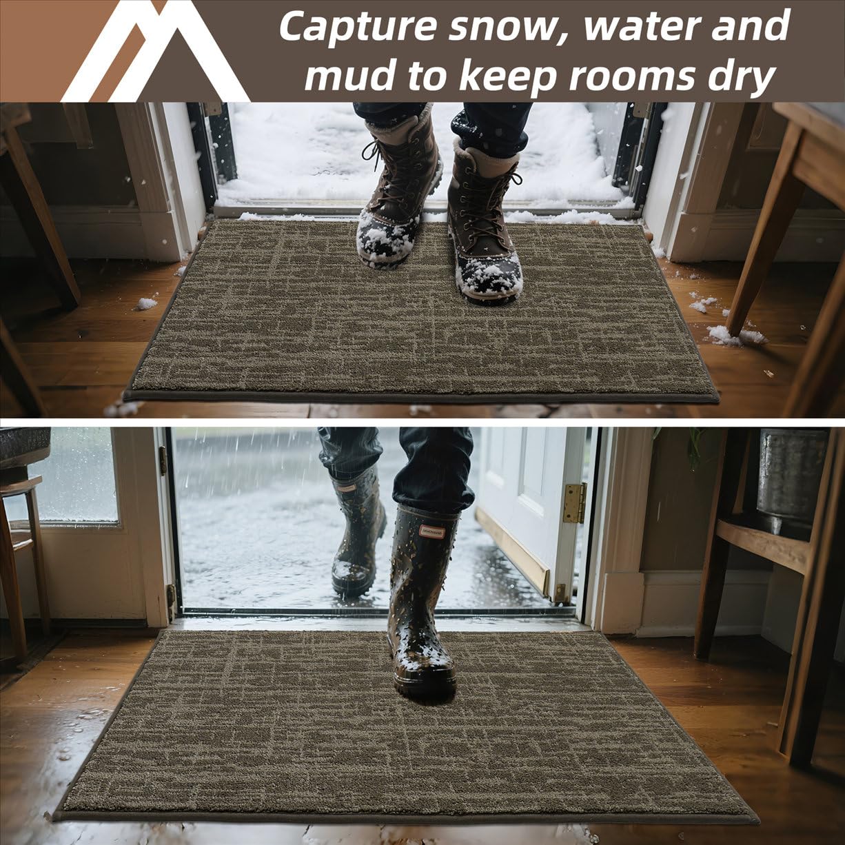 COSY HOMEER-Dirt-Trapper-Door-Mat 32"x48" Non-Slip Entryway Rugs Washable Welcome Mat Absorbent Entrance Mats Low Pile Dog Door Mats for Front Back Doomats and Wet Shoes,Light Brown