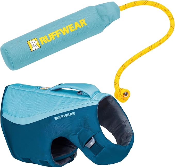 Ruffwear, Float Coat Dog Life Jacket & Lunker Toy Bundle – Adjustable Dog Life Vest for Swimming with Floating Throw Toy f...