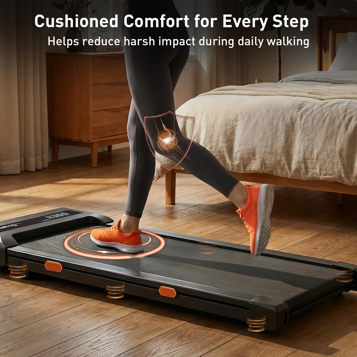 Cybergoing T10 Walking Pad Treadmill with Bosch® Motor, Under Desk Treadmill, Fixed 7% Manual Incline, Up to 4 MPH, 2.5HP, 300lb Capacity, App + Remote, 15"x36" Belt, Treadmills for Home