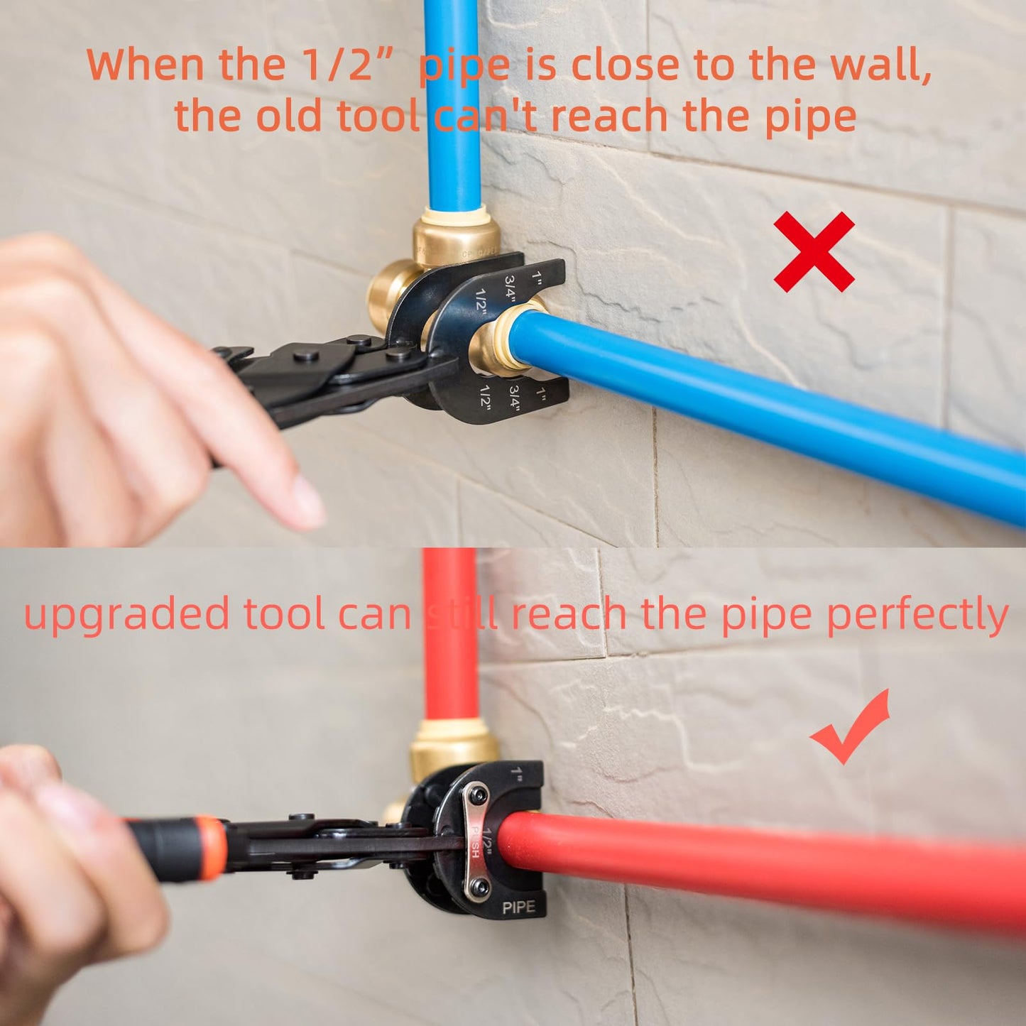PLATATO Push to Connect Removal Tool Disconnect Tongs Tool for 1/2”, 3/4”, 1” Push in Fittings Plumbing Tools for Removal PEX PVC Copper Pipe