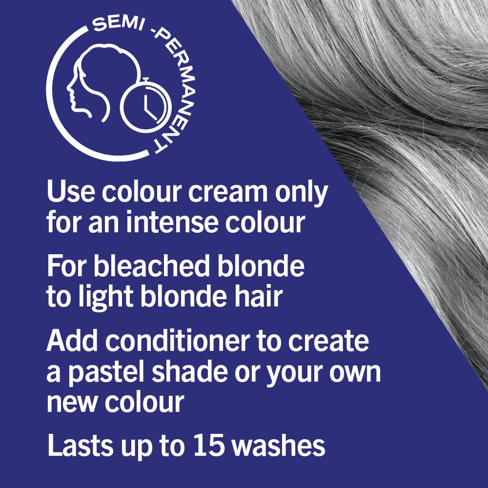 Schwarzkopf LIVE Ultra Brights Steel Silver Semi-Permanent Hair Dye 098, Silver Hair Dye for Bright or Pastel Hair Colour, Vibra