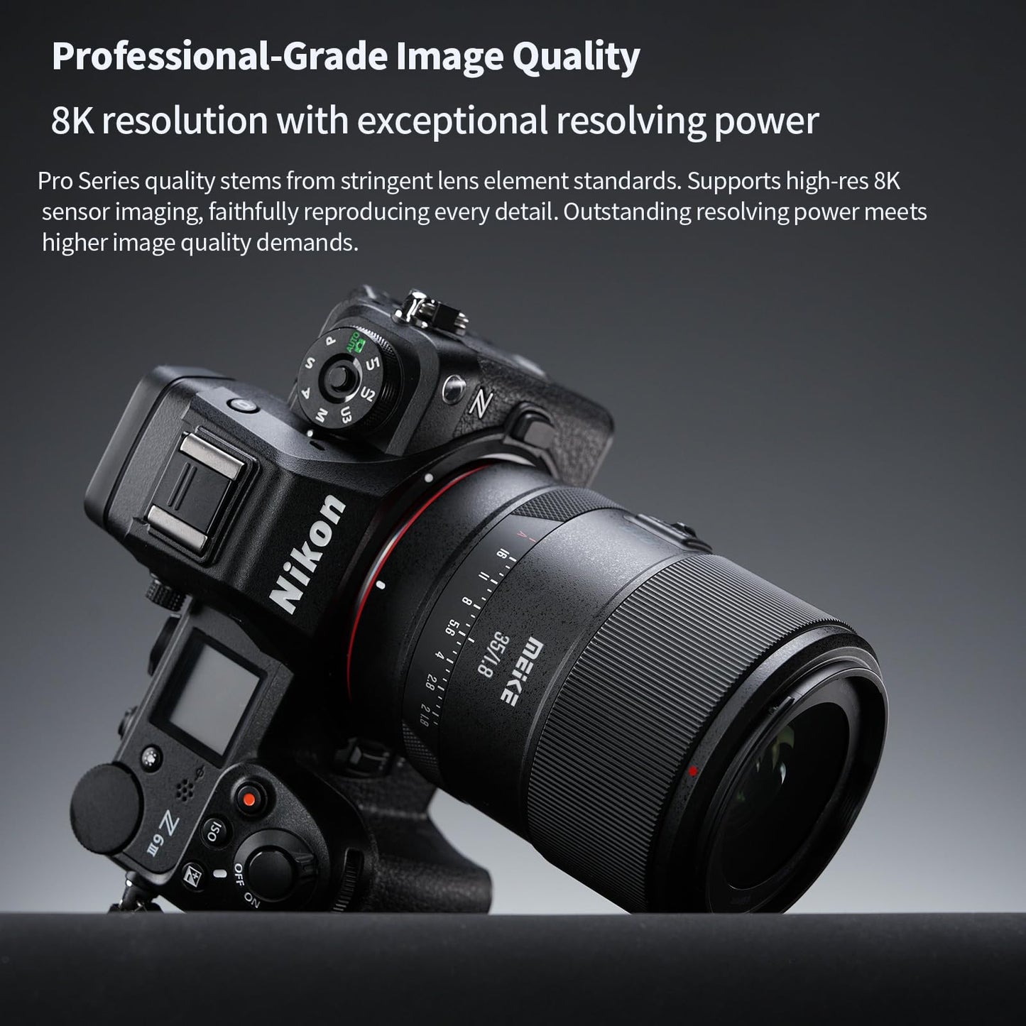 Meike 35mm F1.8 Pro Wide Angle Auto Focus STM Full Frame High Resolution 8K Portrait Prime Lens Compatible with Nikon Z Mount Cameras Z50 Z50II Z5 Z6 Z7 Z6II Z7II Z6III Z9 Z30 Z8 Zf Zfc