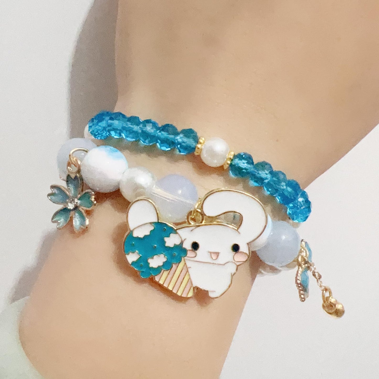 ZMANYIJEW Crystal Bead Bracelet for Women, Matching Beaded Bracelets for Best Friend(big-blue)
