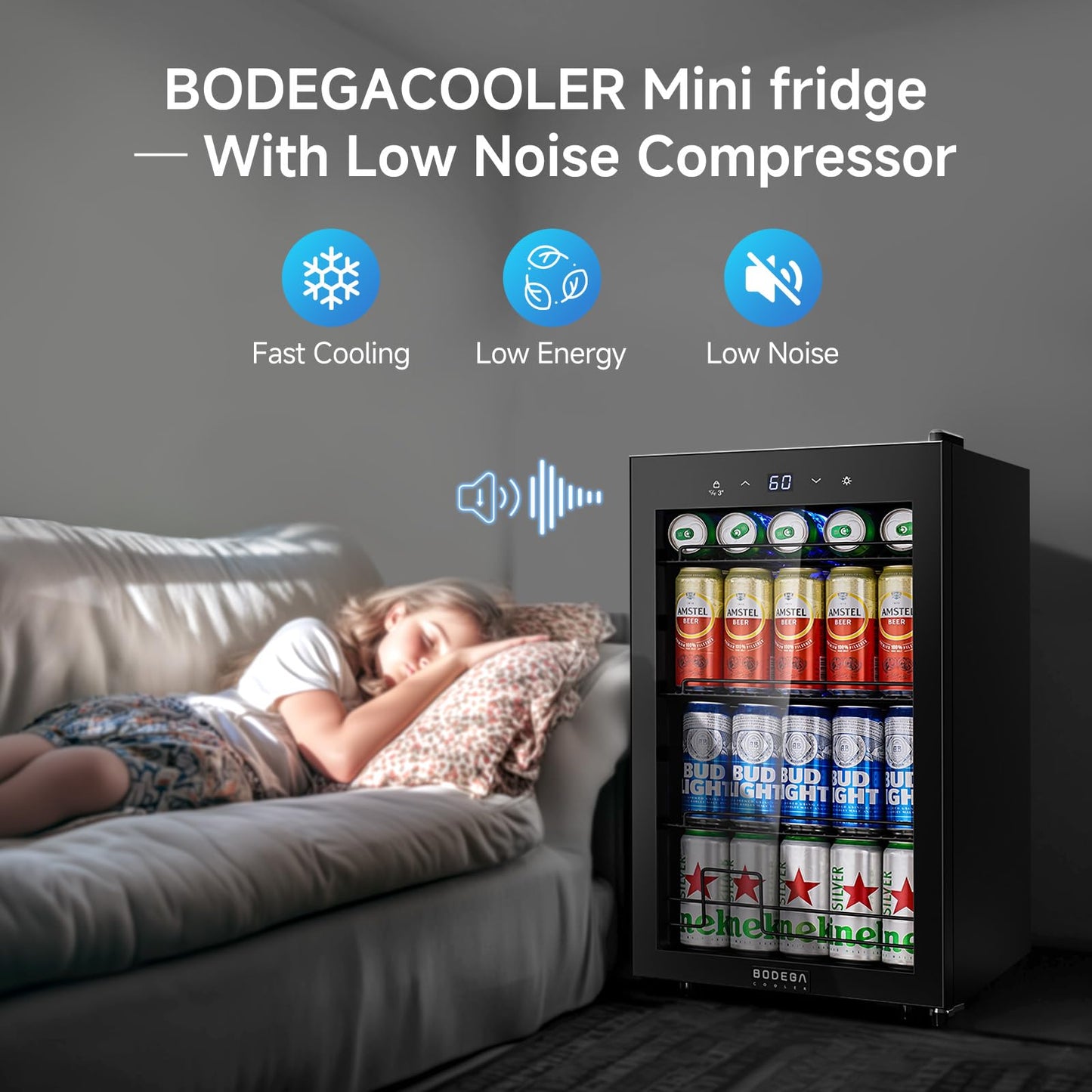 BODEGA Beverage Fridge, Glass Door Drink Refrigerator, Hold 120 Cans