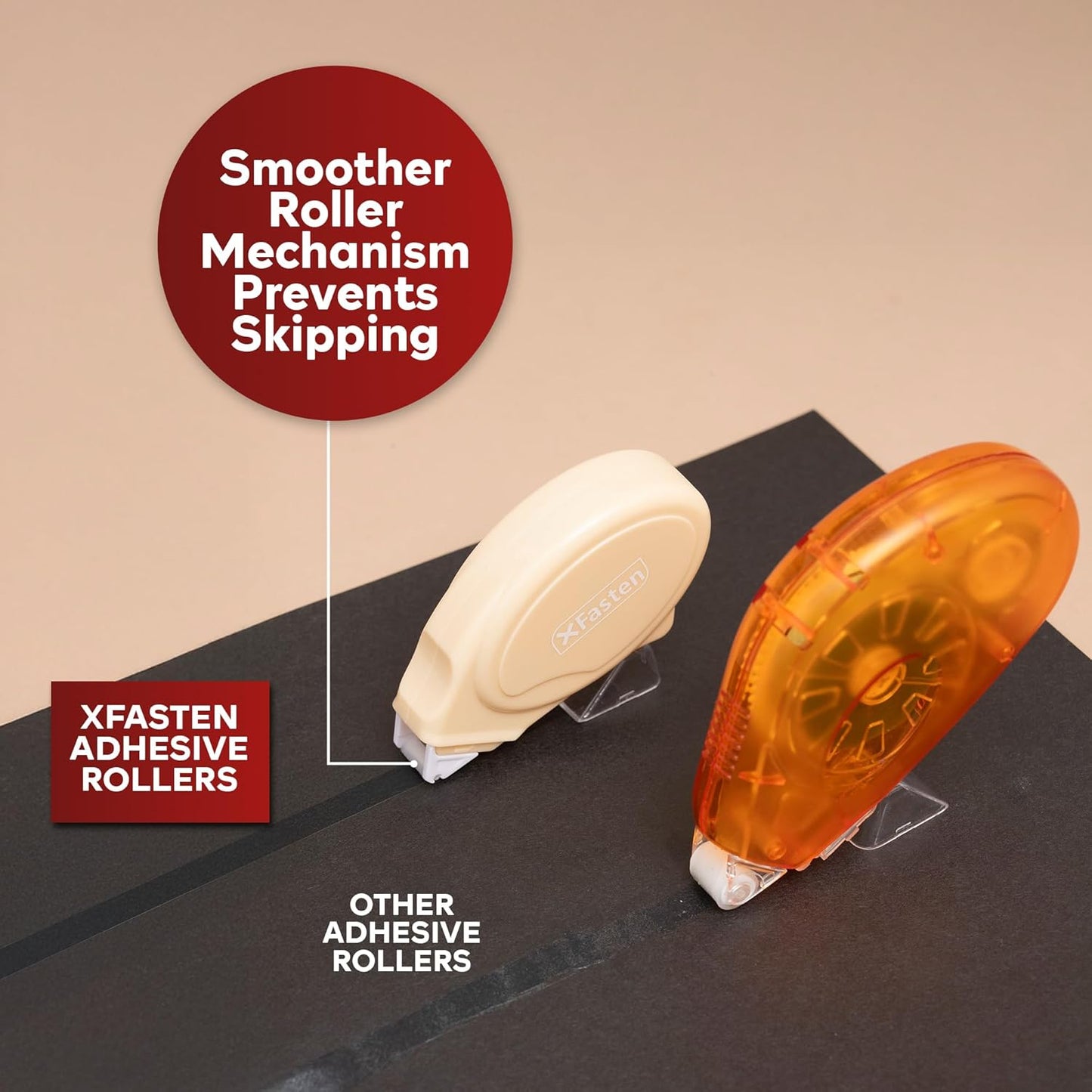 XFasten Glue Tape Roller for Scrapbooking 4-Pack Acid-Free Pastel Beige Double Sided Tape Roller for Crafts, Photos, Bullet and Junk Journaling Supplies - Scrapbook Adhesive Runner (0.3 in x 30 ft)