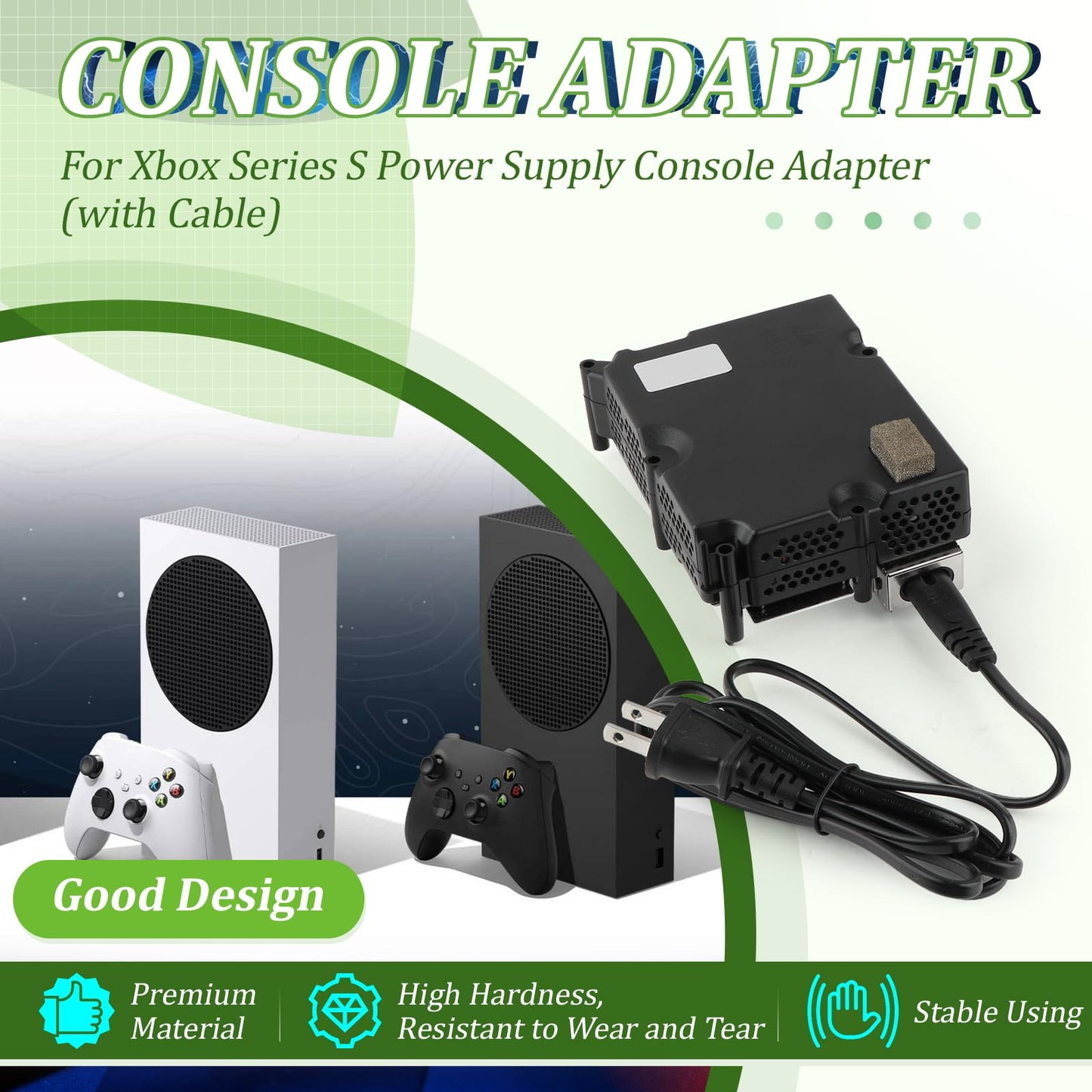 for Xbox Series S Power Supply Replacement for Xbox Series S Internal Power Supply Source with AC Adapter Console Accessories Parts with Power Cable Fixing Repair Tools