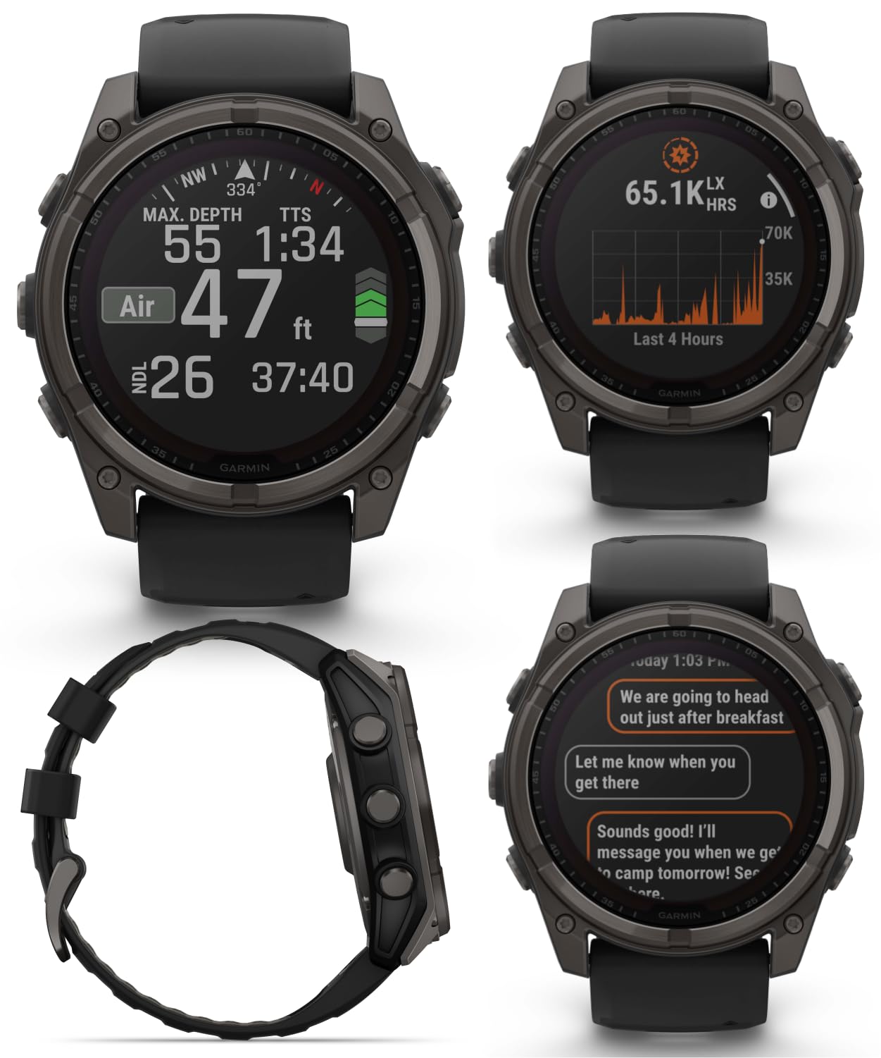 Garmin Fenix 8 - 51 Mm, Solar, Sapphire, Carbon Gray Dlc Titanium Gps Multisport Smartwatch With Black/Pebble Gray Silicone With