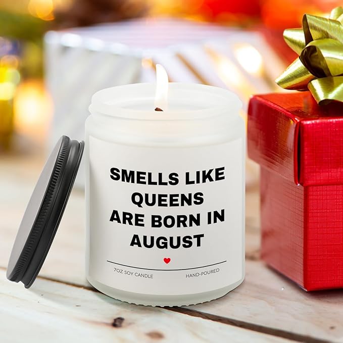 August Birthday Gifts for Women, Queens are Born in August Candle, 30th 40th 50th 60th Happy Bday Gift Idea for Girl Female Sister Mom Aunt Friend from Daughter Son Child Husband,7 OZ