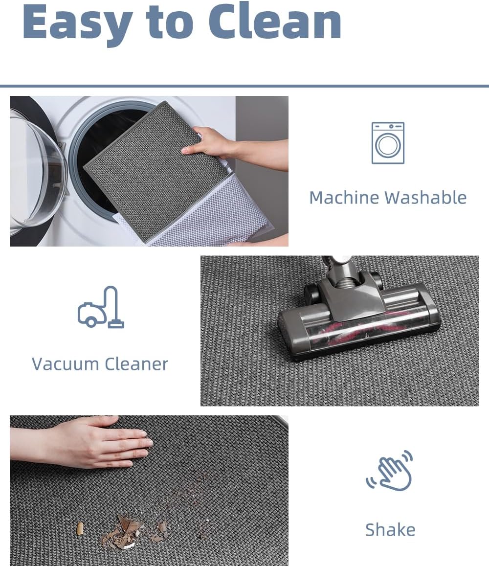 PADOOR Non-Slip Bath-Mats for Bathroom, Rubber-Backing Braided Absorbent Bathroom Mat Machine Washable Thin Bathroom Rugs Fit Under Door Quick Dry Bath Rugs for Floor, 17''x30'' Grey
