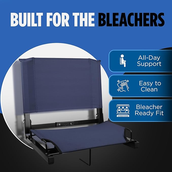 Sports Unlimited - Bleacher Chairs with Back and Cushion - Stadium Seats with Back Support Wide and Regular, Stadium Chair