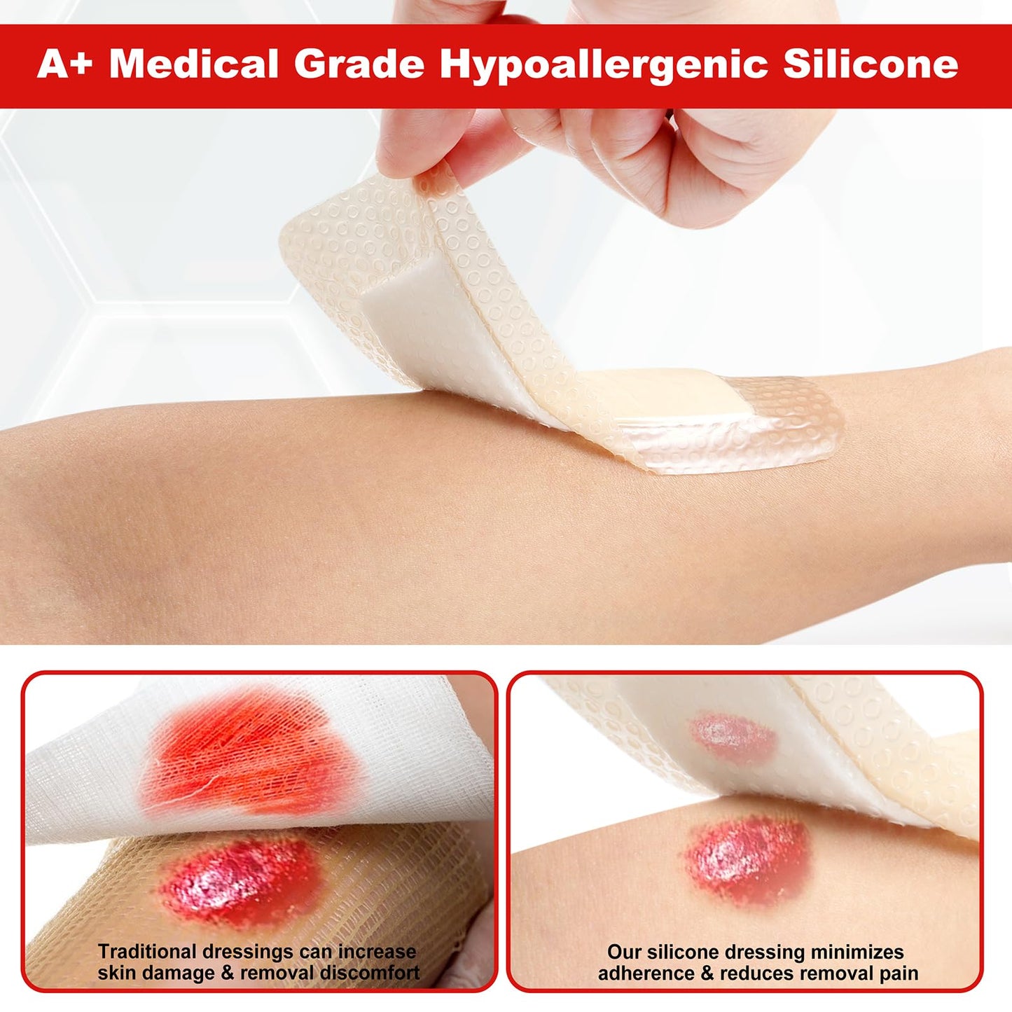 FRESINIDER 2" x 5" Pack of 10 Silicone Foam Wound Dressing - Waterproof Adhesive Bandages with Bordered - Super Absorbent & Breathable for Optimal Wound Care