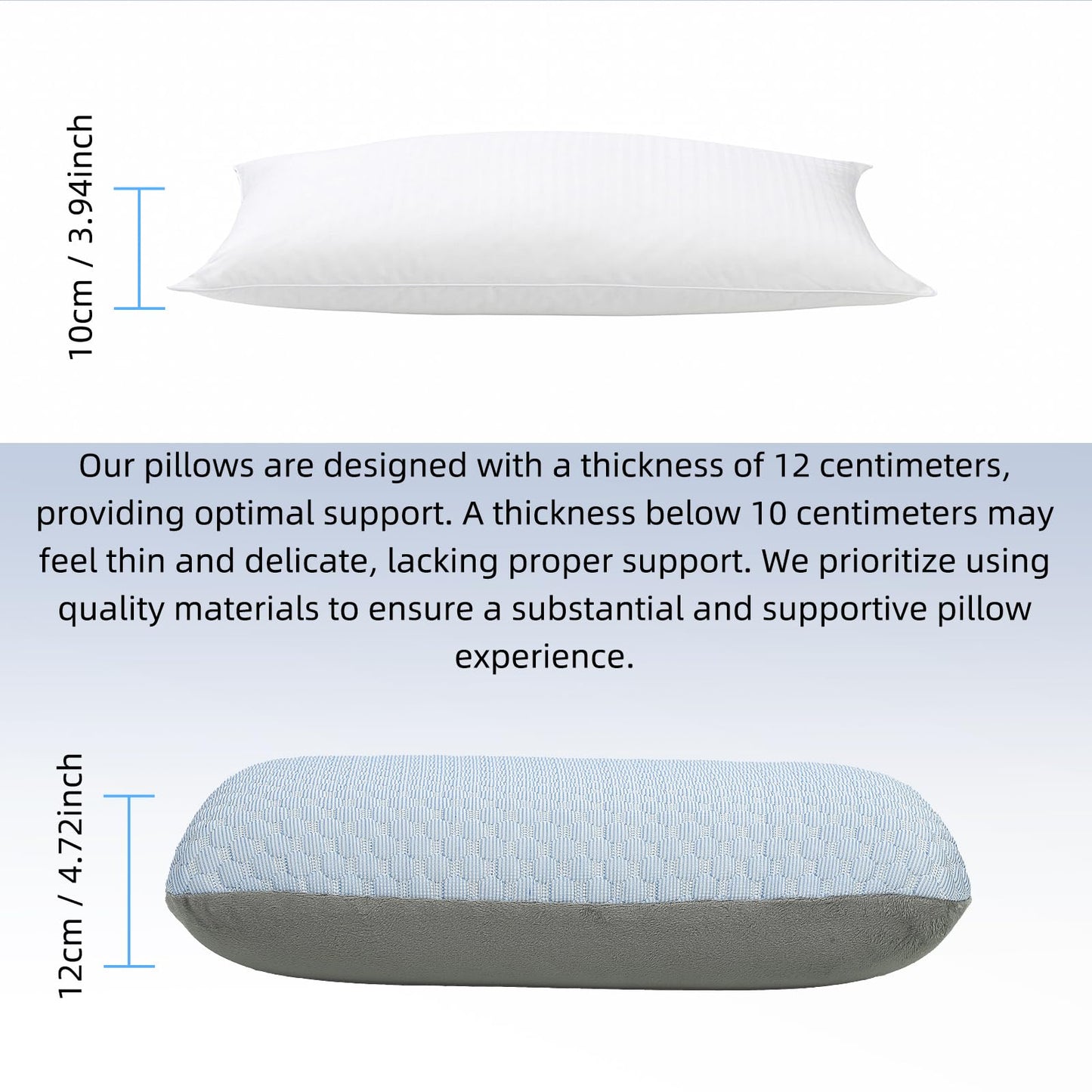 Crisonky Travel and Camping Pillow- Compressible Medium Firm Memory Foam Pillow with Carry Bag for Backpacking & Airplane, Lumbar Support. Breathable Cooling Fabric, Washable Pillowcase (Wathet Blue)