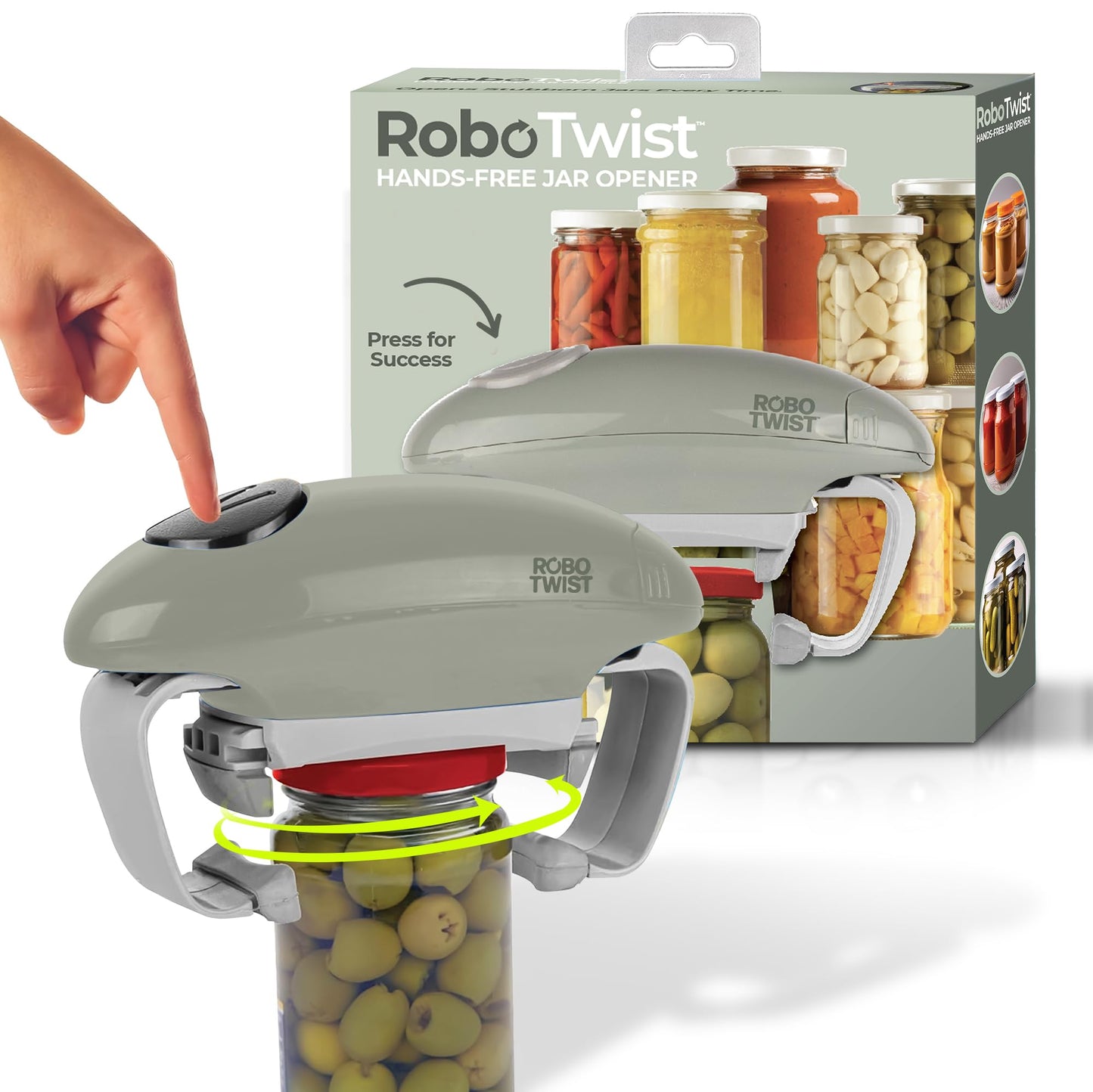 Robotwist Electric Jar Opener Top Rated for Seniors, Deluxe Model with Improved Torque, 1 Touch Automatic Easy Jar Opener for Weak Hand and Arthritis – Works on All Jar Sizes