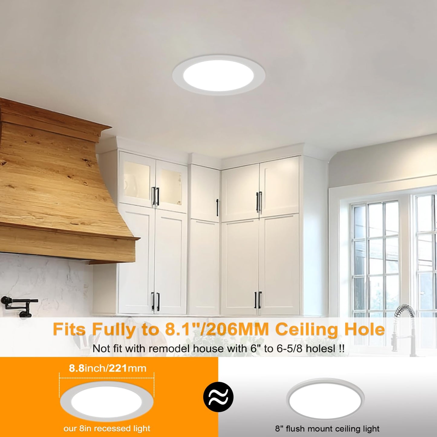 LZHOME 24 Packs 8 Inch Recessed LED Light: Ultra Thin LED Recessed Lighting with Junction Box, 3000K/4500K/6000K Selectable,Ceiling Light, High Brightness 1800LM Dimmable Canless LED Downlight