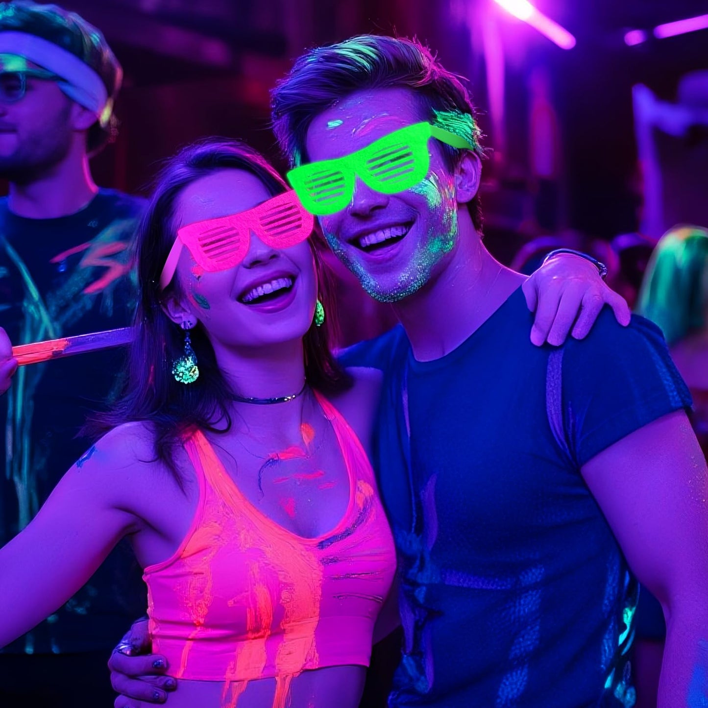 Mega-L 12 Pcs Glow in The Dark Glasses, Glow in The Dark Party Supplies, Neon Fluorescent Blacklight Eyeglasses Party Favors, Glow Photo Booth Props Eyewear Accessories for Women, Men, Adult Halloween