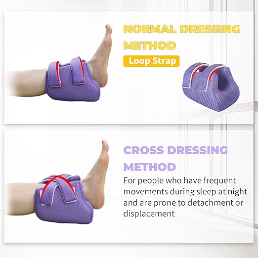 Ehucon 3D Heel Protectors Bed Sore Pillow Cushion for Pressure Sores,Foot Pillows Support Boot for Bedridden Patients Supplies（Purple Pack of 1）